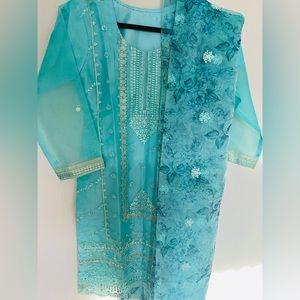 New 3 piece suit brand embroidery kameez with shalwar beautiful dupata